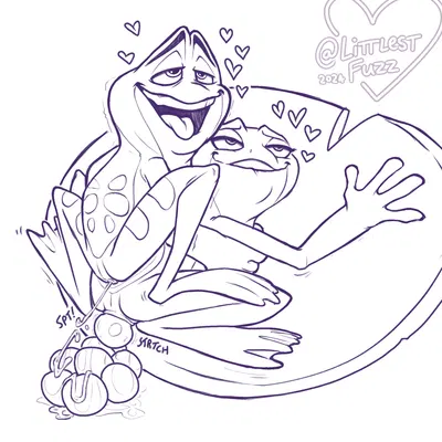 prince naveen, princess tiana (disney, the princess and the frog) created by littlestfuzz