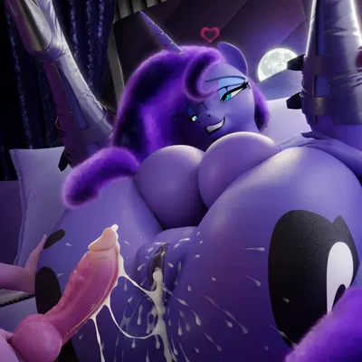 princess luna (mlp), spike (mlp) (friendship is magic, hasbro) created by hooves-art