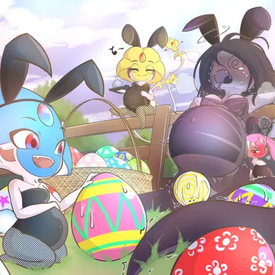 abigail (darlondemonic), easter bunny, lucy (preggypuppy) (easter, nintendo) created by darlondemonic