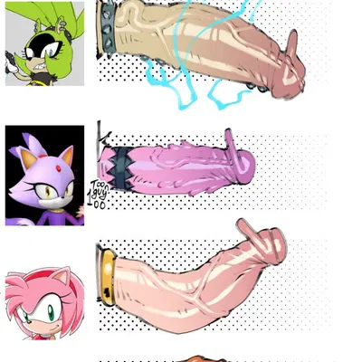 amy rose, blaze the cat, rouge the bat (idw publishing, penis lineup) created by toonguy100