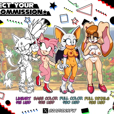 amy rose, blaze the cat, rouge the bat (sega, sonic the hedgehog (series)) created by zadicnsfw