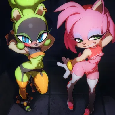 amy rose, surge the tenrec (idw publishing, sega) created by doxy