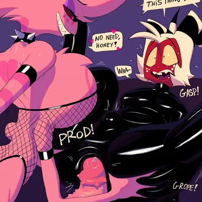 angel dust, moxxie (helluva boss) (hazbin hotel, hellaverse) created by dracreloaded