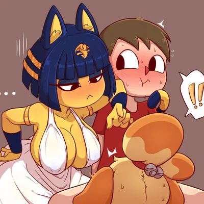 ankha (animal crossing), isabelle (animal crossing), villager (animal crossing) (animal crossing, nintendo) created by prokylan