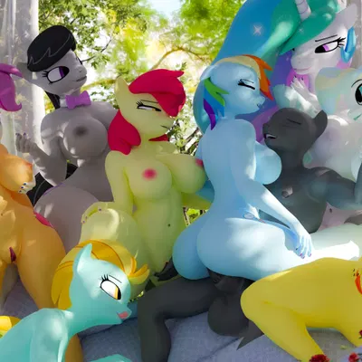 apple bloom (mlp), lightning dust (mlp), octavia (mlp) (friendship is magic, hasbro) created by loveslove