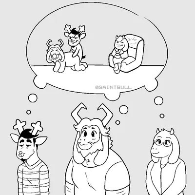 asgore dreemurr, chairiel, rudolph holiday (deltarune, undertale (series)) created by saintbullart