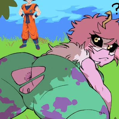 ashido mina, goku (dragon ball, my hero academia) created by caliginous