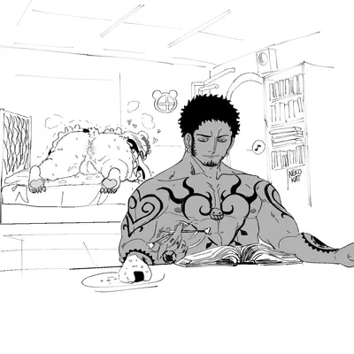 bepo (one piece), trafalgar law (one piece) created by nekokat42