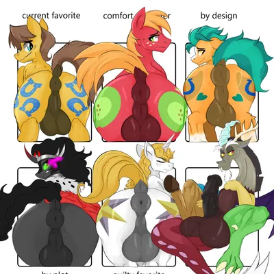 big macintosh (mlp), caramel (mlp), discord (mlp) (friendship is magic, hasbro) created by mylittlewarhose