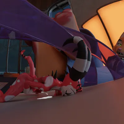 blitzo (helluva boss), diane foxington (dreamworks, hellaverse) created by cynthiaacid