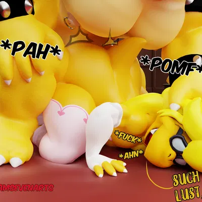 bowser, kamek (mario bros, nintendo) created by camseven