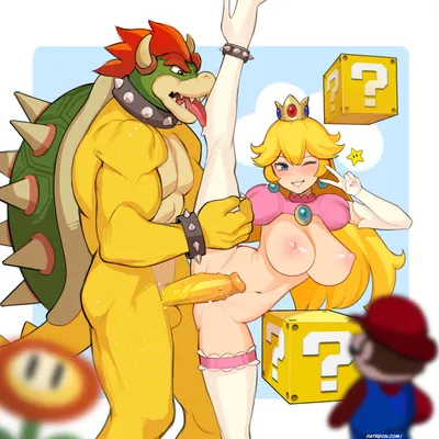 bowser, mario, princess peach (mario bros, nintendo) created by rezodwel