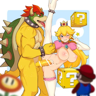 bowser, mario, princess peach (mario bros, nintendo) created by rezodwel