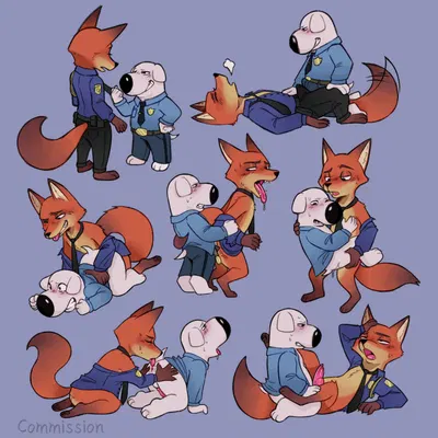 brian griffin, nick wilde (disney, family guy) created by anonpupb