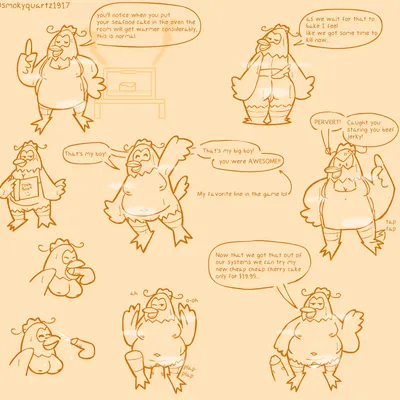 cheap cheap the cooking chicken (book covering breasts, parappa the rapper) created by smokyquartz1917