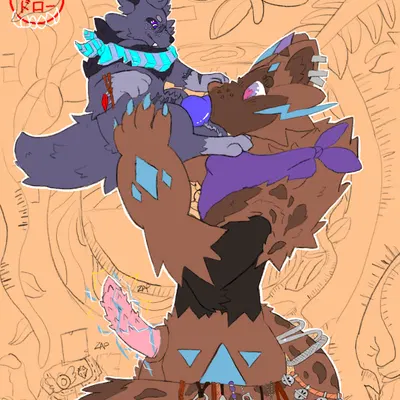 devon the zorua, fan character, purple the zeraora (nintendo, pokemon) created by cynical draws