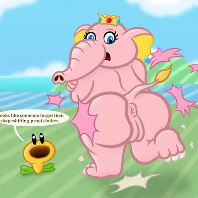 elephant peach, princess peach (mario bros, nintendo) created by sharkinwaves