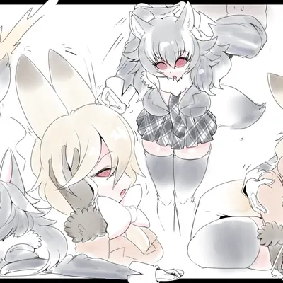 ezo red fox (kemono friends), grey wolf (kemono friends) (kemono friends) created by mxl