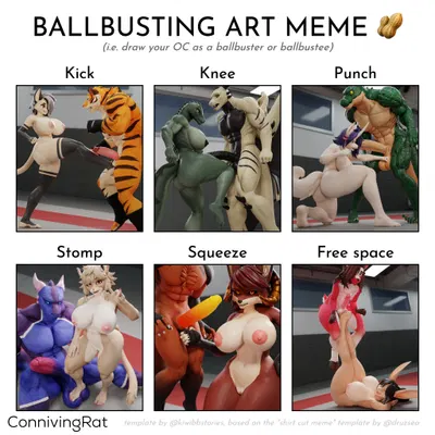 frankie (extremedash), helm (connivingrat), honey (stagshack) (ballbusting art meme, mythology) created by connivingrat