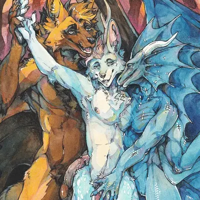 gabriel (gaby the deer), heka (character), thyarr (character) (mythology) created by ravoilie