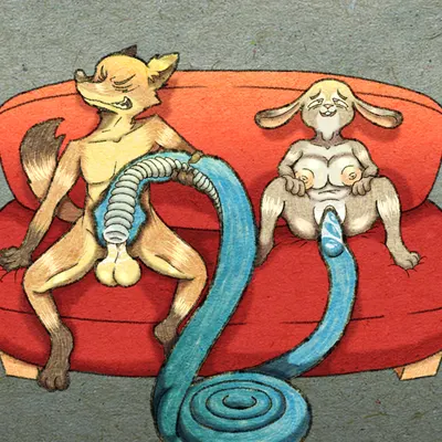 gary de'snake, judy hopps, nick wilde (disney, zootopia) created by ajicitoart