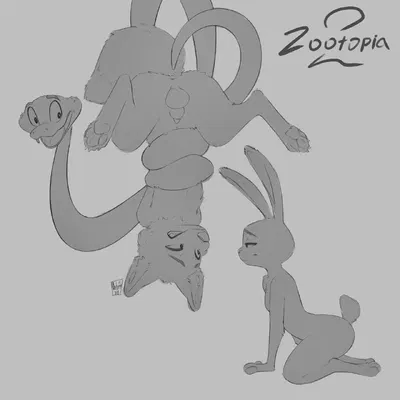 gary de'snake, judy hopps, nick wilde (disney, zootopia) created by oxfort2199