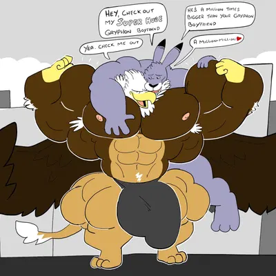 ipswich the kangaroo, roc the gryphon (mythology) created by mercurialentropy