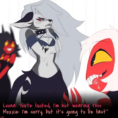 loona (helluva boss), millie (helluva boss), moxxie (helluva boss) (hellaverse, helluva boss) created by styhi