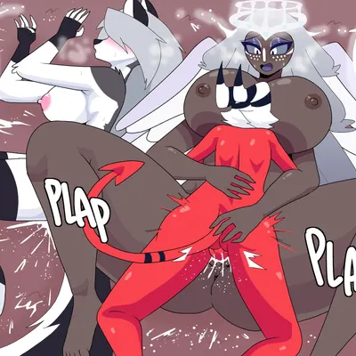 loona (helluva boss), moxxie (helluva boss), sera (hazbin hotel) (hazbin hotel, hellaverse) created by carliabot