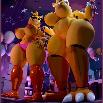 lovetaste chica, toy chica (fnaf), withered chica (fnaf) (five nights at freddy's, five nights at freddy's 2) created by zentaisfm