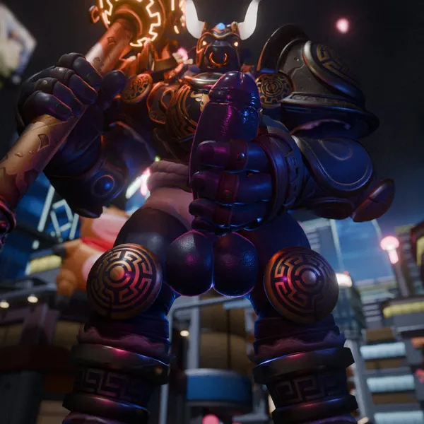 minotaur reinhardt, reinhardt (overwatch) (blizzard entertainment, european mythology) created by frogtoa