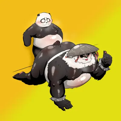 pan yinhu, panda (we bare bears) (cartoon network, mihoyo) created by samonaa2