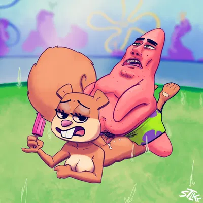 patrick star, sandy cheeks (nickelodeon, spongebob squarepants) created by stlkr