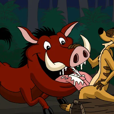 pumbaa, timon (disney, the lion king) created by omatic