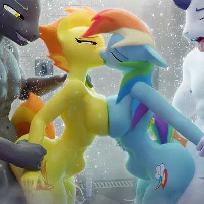 rainbow dash (mlp), soarin (mlp), spitfire (mlp) (friendship is magic, hasbro) created by hooves-art