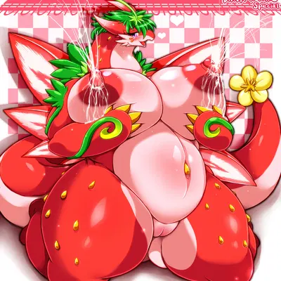 red sky fruit strawberry dragon (mythology, puzzle and dragons) created by ymbk