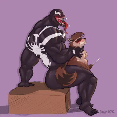 rocket raccoon, venom (marvel) (guardians of the galaxy, marvel) created by baconbearart
