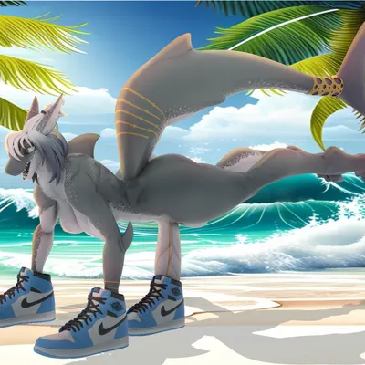 soraya dax, tralalero tralala (air jordan 1, italian brainrot animals) created by ai assisted, ai generated background