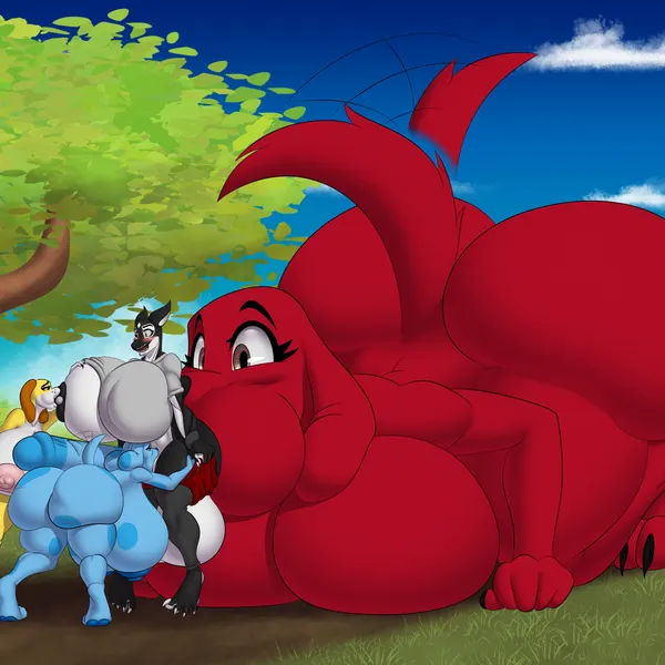blue (blue's clues), clifford (clifford the big red dog), mamma orca (blue's clues, clifford the big red dog) created by darkshasion (artist)