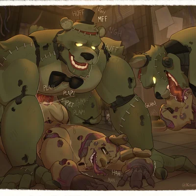 dreadbear (fnaf), springtrap (fnaf) (five nights at freddy's, five nights at freddy's: help wanted) created by krampusivyy