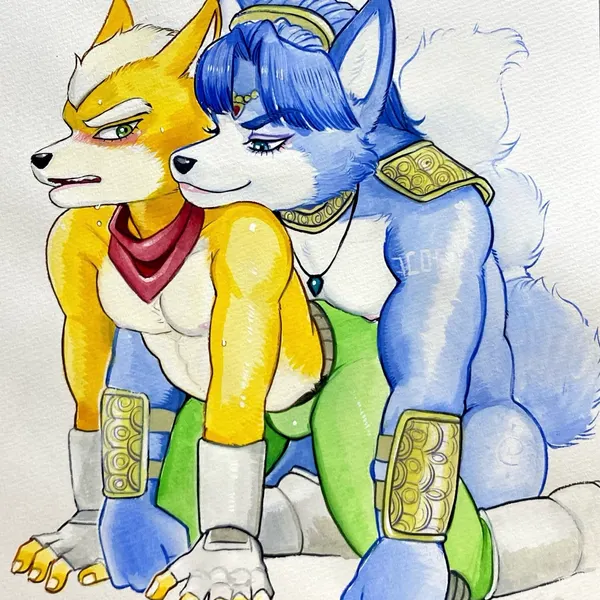 fox mccloud, krystal (star fox) (nintendo, star fox) created by ulala ko