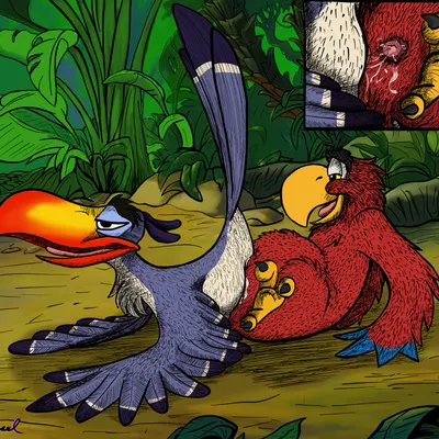 iago (disney), zazu (the lion king) (disney, disney's aladdin) created by squigsweasel
