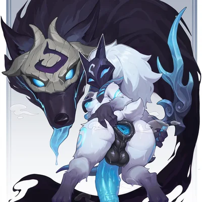 kindred (lol), lamb (lol), wolf (lol) (league of legends, riot games) created by reagan long