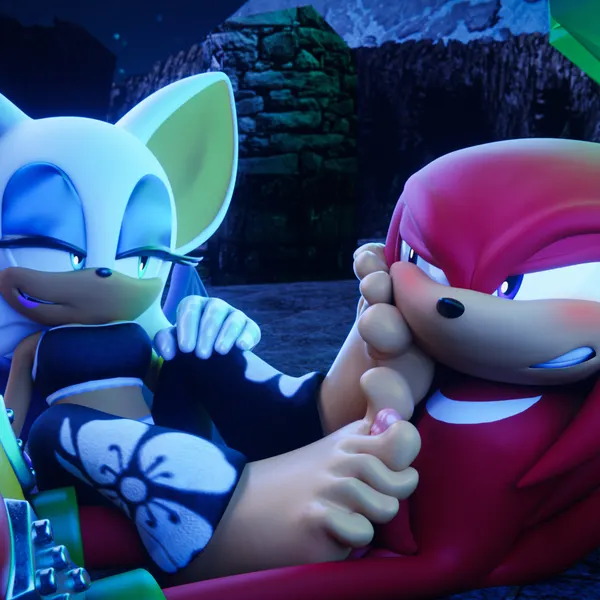knuckles the echidna, rouge the bat (sega, sonic the hedgehog (series)) created by milkmeister3d