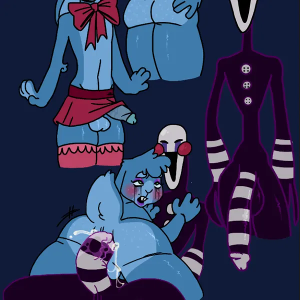 marionette (fnaf), toy bonnie (fnaf) (five nights at freddy's, five nights at freddy's 2) created by dinos4life