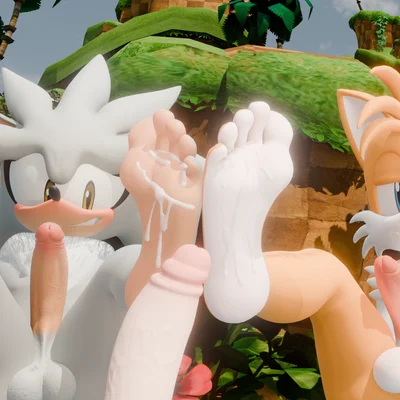 miles prower, silver the hedgehog (sega, sonic the hedgehog (series)) created by twintails3d