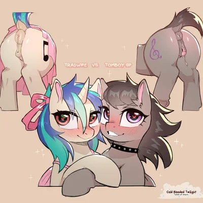 octavia (mlp), vinyl scratch (mlp) (friendship is magic, hasbro) created by cold-blooded-twilight