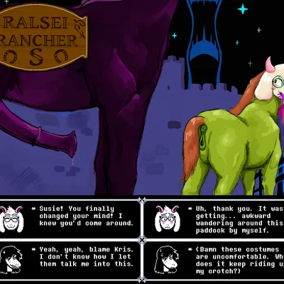 ralsei, ralsei horse, susie (deltarune) (deltarune, undertale (series)) created by holemann