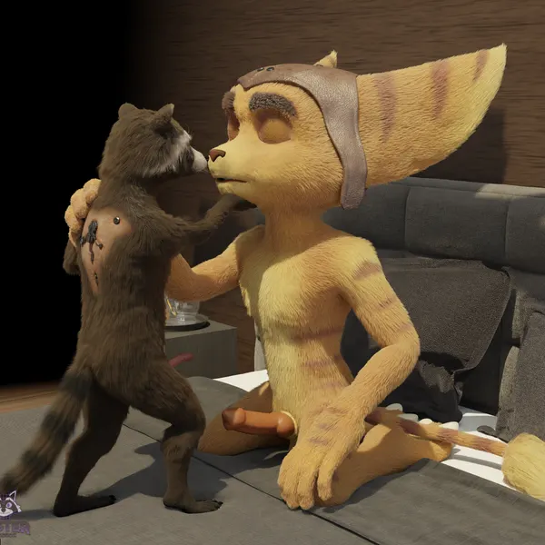 ratchet (ratchet and clank), rocket raccoon (disney, guardians of the galaxy) created by rasterraccoon