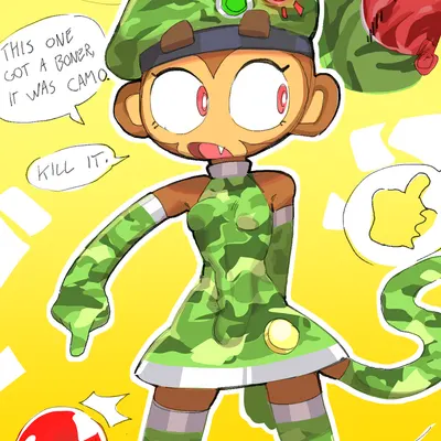 sniper monkey (bloons) (bloons tower defense, ninja kiwi) created by goatboydraws